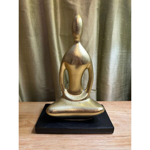 Unbranded Gold & Black Meditating statue decor